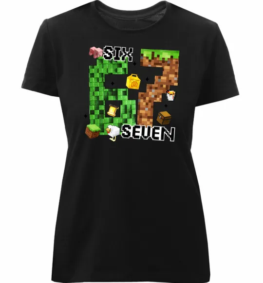 Женская премиум футболка Minecraft six seven Черный фото