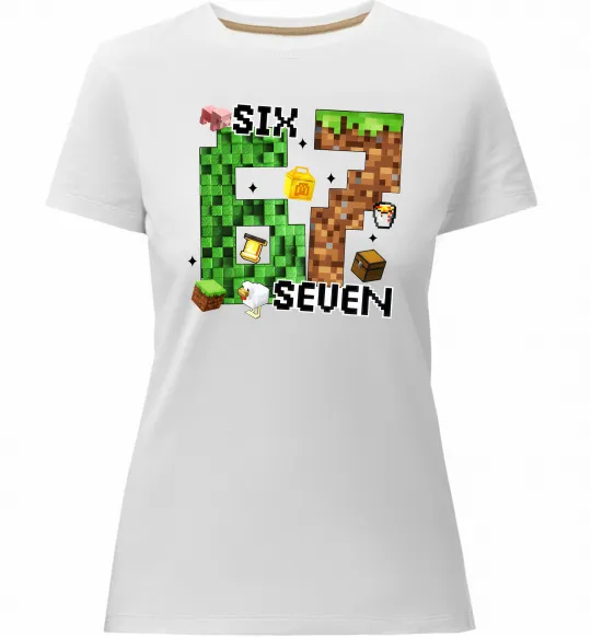 Женская премиум футболка Minecraft six seven Белый фото