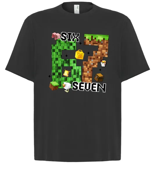 Футболка Оверсайз Minecraft six seven Черный фото