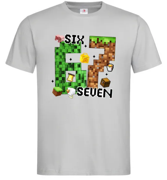 Мужская футболка Minecraft six seven Серый фото