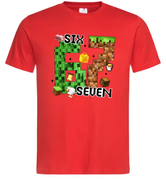 Мужская футболка Minecraft six seven Красный фото