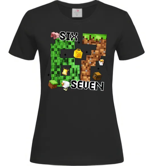 Женская футболка Minecraft six seven Черный фото