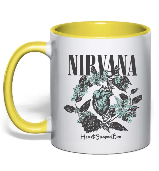 Чашка з кольоровою ручкою Nirvana Heart-shaped box Сонячно жовтий фото