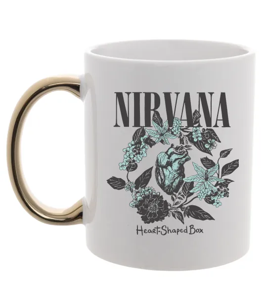 Чашка з кольоровою ручкою Nirvana Heart-shaped box Золото фото