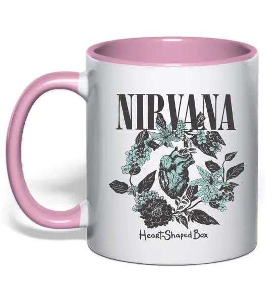 Чашка з кольоровою ручкою Nirvana Heart-shaped box Ніжно рожевий фото
