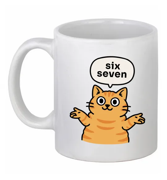 Чашка керамическая Six-seven cat Белый фото