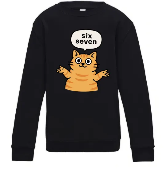 Детский Свитшот Six-seven cat Черный фото