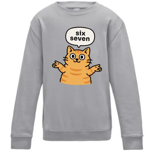 Детский Свитшот Six-seven cat Серый меланж фото