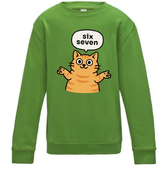 Детский Свитшот Six-seven cat Лаймовый фото