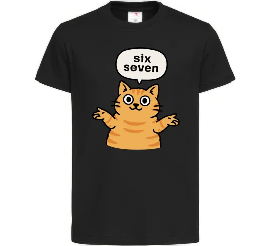 Детская футболка Six-seven cat Черный фото