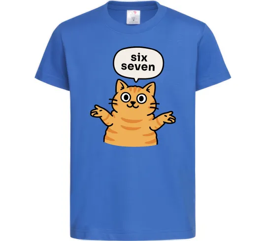 Детская футболка Six-seven cat Ярко-синий фото