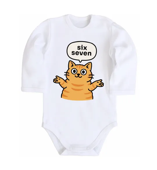 Дитячий бодік Six-seven cat Білий фото