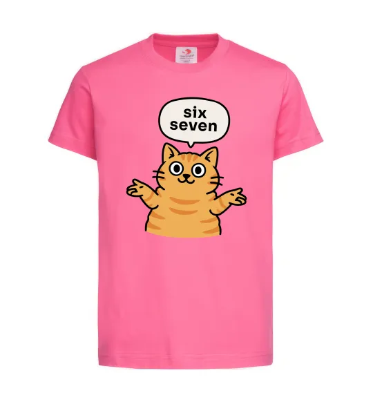 Детская футболка Six-seven cat Ярко-розовый фото