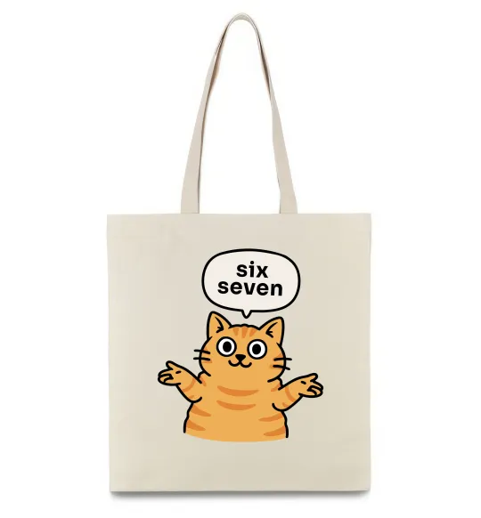Эко-сумка Six-seven cat Бежевый фото