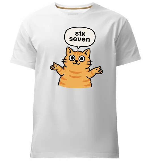 Мужская премиум футболка Six-seven cat Белый фото