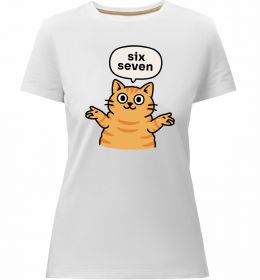 Женская премиум футболка Six-seven cat Женская премиум футболка Six-seven cat