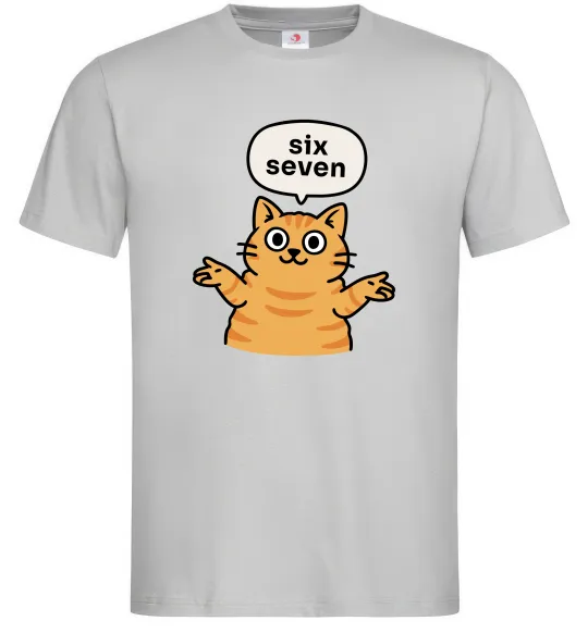 Мужская футболка Six-seven cat Серый фото