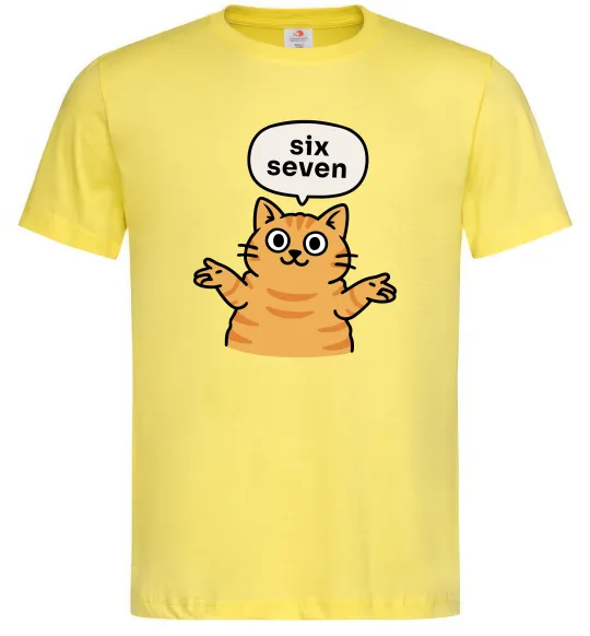 Мужская футболка Six-seven cat Лимонный фото