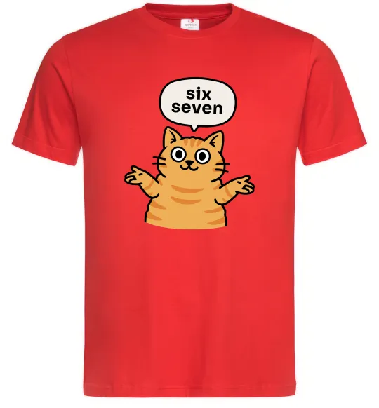 Мужская футболка Six-seven cat Красный фото