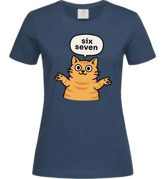 Женская футболка Six-seven cat Темно-синий фото