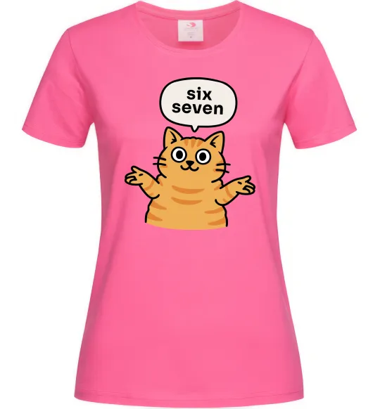Женская футболка Six-seven cat Ярко-розовый фото