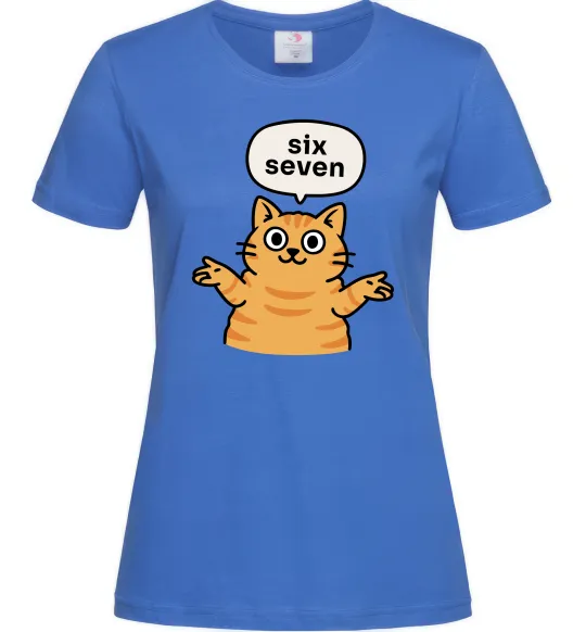 Женская футболка Six-seven cat Ярко-синий фото