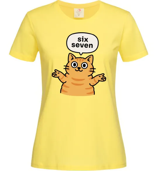 Женская футболка Six-seven cat Лимонный фото