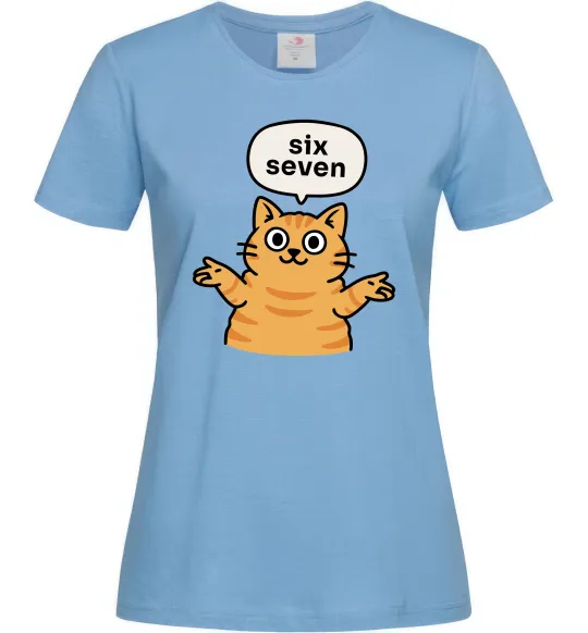 Женская футболка Six-seven cat Голубой фото