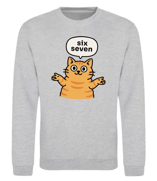 Свитшот Six-seven cat Серый меланж фото
