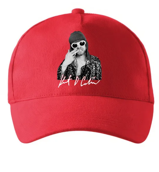 Кепка Kurt Cobain smoking Красный фото