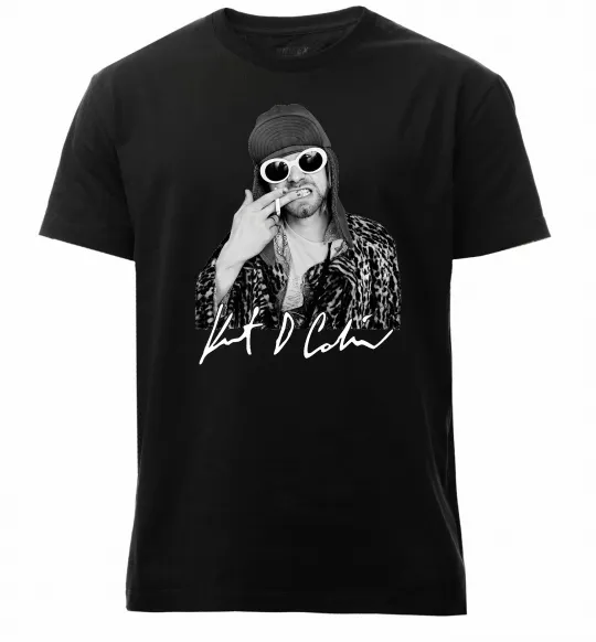 Чоловіча преміум футболка Kurt Cobain smoking Чорний фото