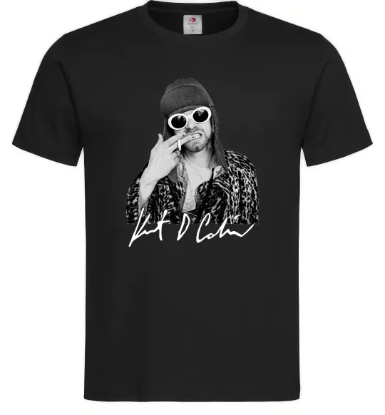 Чоловіча футболка Kurt Cobain smoking Чорний фото