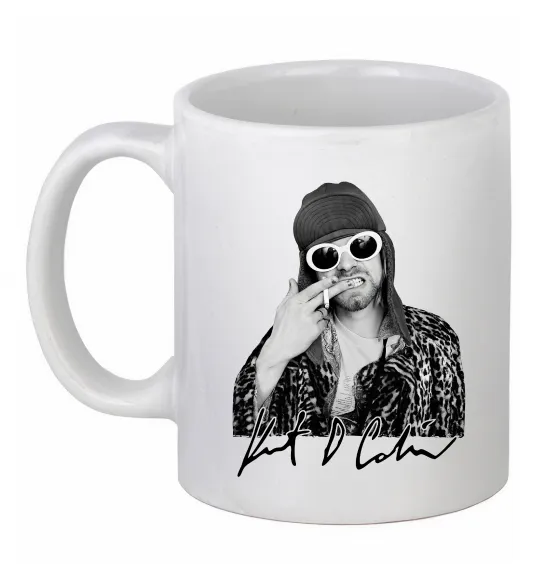 Чашка керамічна Kurt Cobain smoking Білий фото