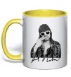 Чашка з кольоровою ручкою Kurt Cobain smoking Сонячно жовтий Чашка з кольоровою ручкою Kurt Cobain smoking Сонячно жовтий фото