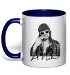 Чашка з кольоровою ручкою Kurt Cobain smoking Глибокий темно-синій Чашка з кольоровою ручкою Kurt Cobain smoking Глибокий темно-синій фото
