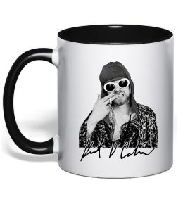 Чашка з кольоровою ручкою Kurt Cobain smoking