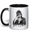 Чашка з кольоровою ручкою Kurt Cobain smoking Чорний Чашка з кольоровою ручкою Kurt Cobain smoking Чорний фото