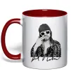 Чашка з кольоровою ручкою Kurt Cobain smoking Червоний Чашка з кольоровою ручкою Kurt Cobain smoking Червоний фото