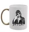 Чашка з кольоровою ручкою Kurt Cobain smoking Золото Чашка з кольоровою ручкою Kurt Cobain smoking Золото фото