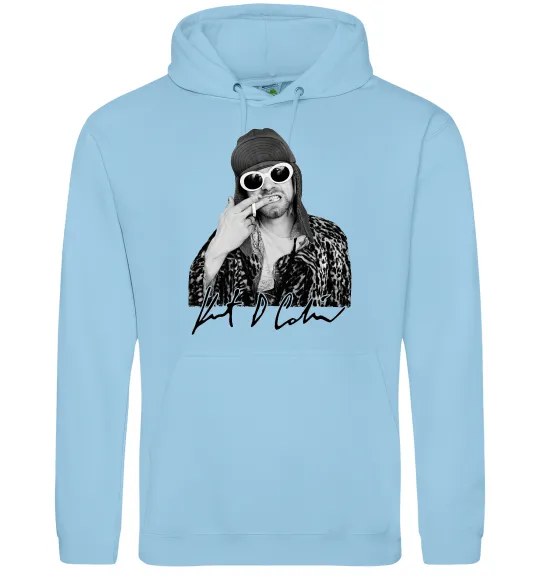 Жіноча толстовка (худі) Kurt Cobain smoking Блакитний фото