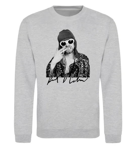 Світшот Kurt Cobain smoking Сірий меланж фото