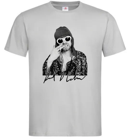 Чоловіча футболка Kurt Cobain smoking Сірий фото