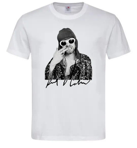 Чоловіча футболка Kurt Cobain smoking Білий фото