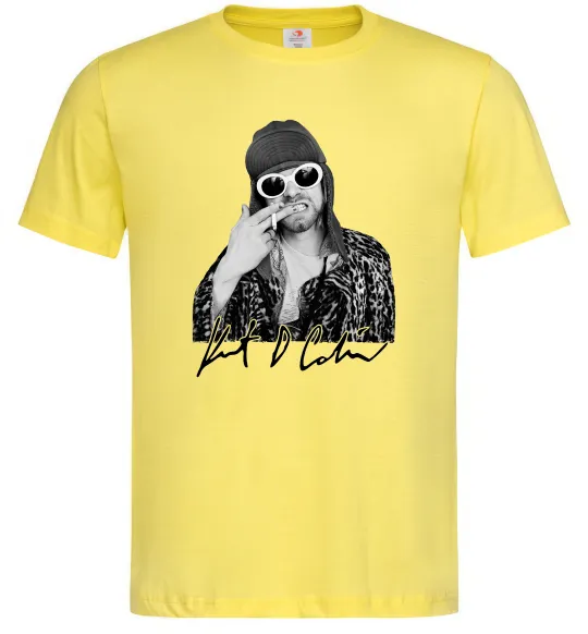 Чоловіча футболка Kurt Cobain smoking Лимонний фото