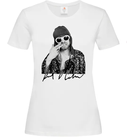 Женская футболка Kurt Cobain smoking Белый фото