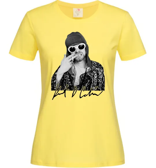 Женская футболка Kurt Cobain smoking Лимонный фото