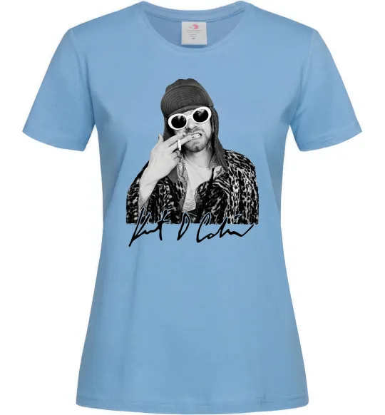 Женская футболка Kurt Cobain smoking Голубой фото