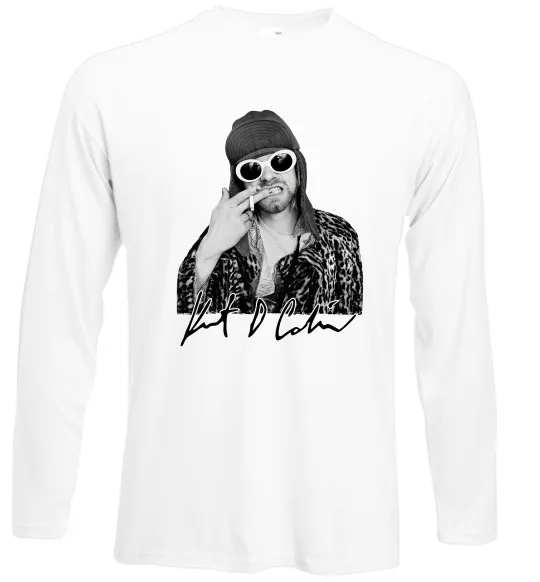 Лонгслів Kurt Cobain smoking Білий фото