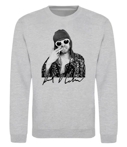 Свитшот Kurt Cobain smoking Серый меланж фото