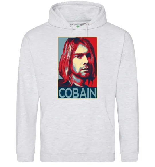 Женская толстовка (худи) Курт Кобейн фото Серый меланж фото